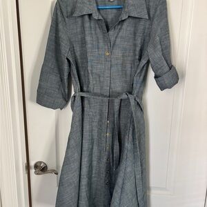 Sharagano Long Sleeve Gray Dress